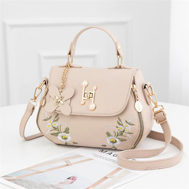 Oem Vintage Style Grey Embossed Medium Hight Quality Women Floral Hand Bags for Party