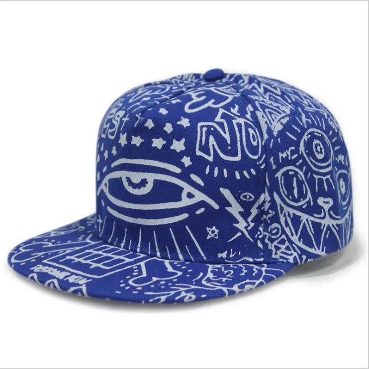 Custom Colored Graffiti Snapback Hat Unisex Trucker Hat Hip Hop Flat Bill Brim Adjustable Graffiti Flat Brim Hiphop Cap