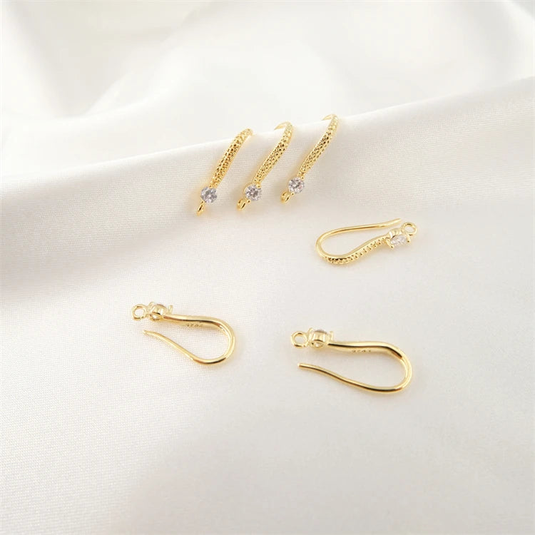Gold Plated Earring Brass Charms for Jewelry Making Preserving Persistent Hook Color 18k Gold Plated Zircon Earrings