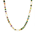 Bohemian Jewelry Choker Necklace Pearl Charm rainbow Natural Stone Chain Necklace