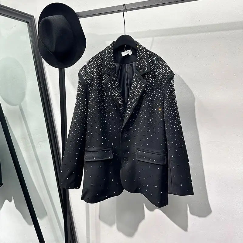 Boutique Wholesale 2025 Autumn New Fashionable and Personalized Retro Sequin Loose Casual Women's Suit
