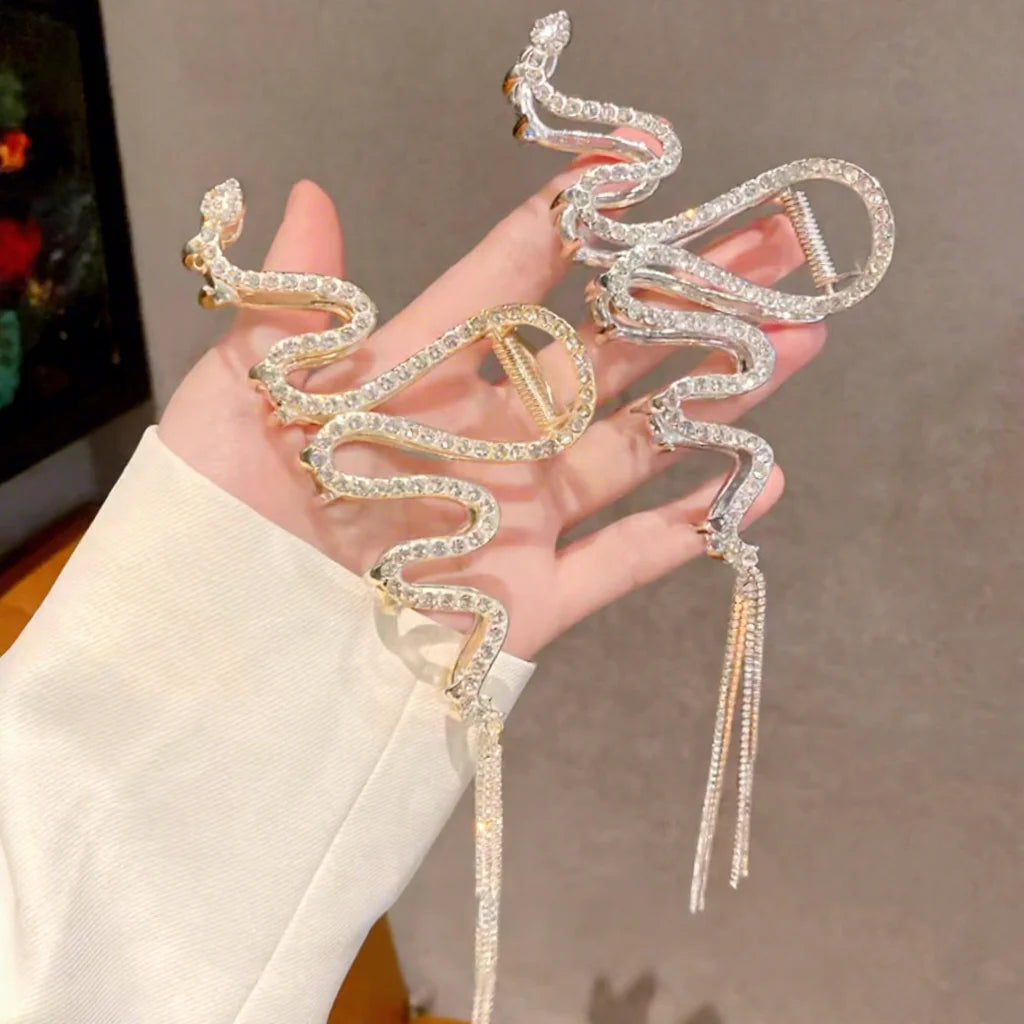 New Tassel Chain Alloy Hair Clips Metal Ornaments Hair Clips Simple Fashion Large Size12cm Clip Gold/silver for Hair Accessories