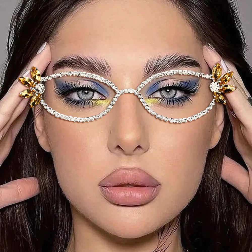 Luxury New Oval Eyeglasses Frame 2024 Diamond Foldable Eyeglasses Frame Jewelry Accessories Eyeglasses Frame for All Faces