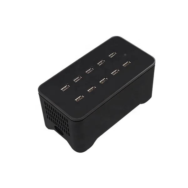 Travel-Friendly 10-Port USB Charger with Universal Plugs & Surge Protection