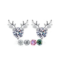 Factory Wholesale Antler Shape Real D Color 925 Sterling Silver Luxury Vvs Moissanite Stud Earrings for Women