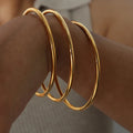 Minimalist Glossy 18K Gold Plated Bracelet Bangle Stainless Steel Silver Bracelets & Bangles for Women Basic Jewelry