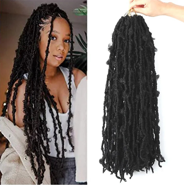 5 Packs 24 Inch Butterfly Faux Locs Pre Looped Pre-twisted Braids High Temperature Fiber Synthetic Hair for Black Women Crochet