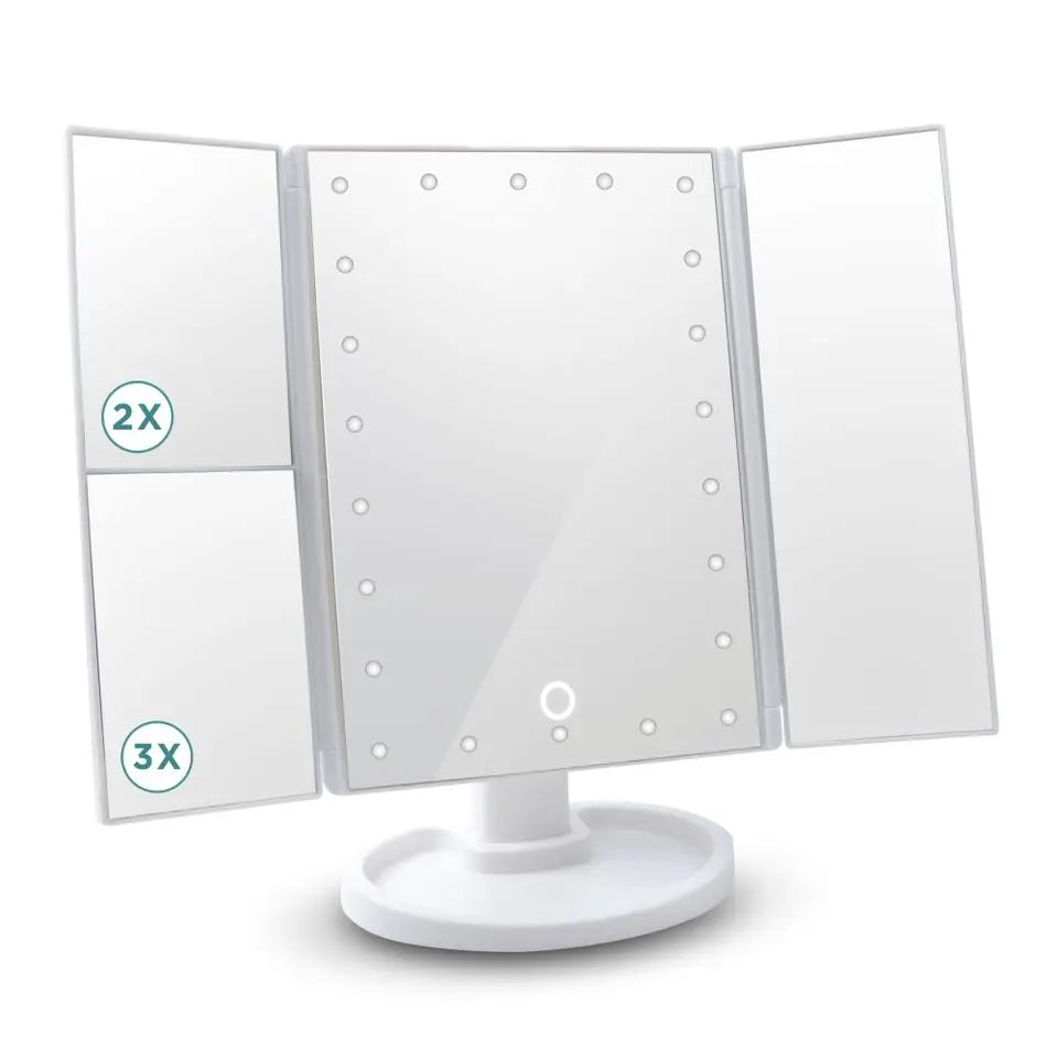LED Makeup Cosmetic Mirror Touch Screen Vanity Mirror with 22 LED Lights Dual Power Supply