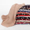 90 Color Gold Ball and White Pearl Plain Bubble Chiffon Hijab Muslim Shawl Women Head Wraps Headband Scarves Hijabs MegaBDM