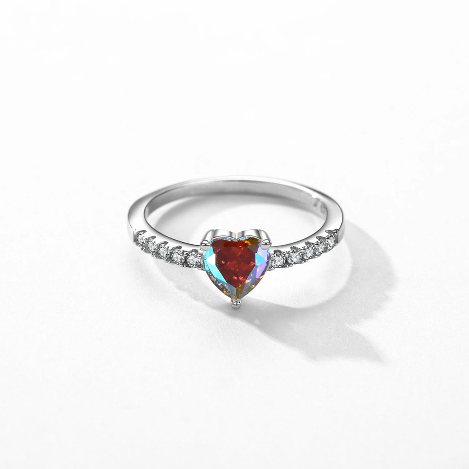 925 Sterling Silver Trendy Hearts Colorful Finger Ring Multi-color Zirconia Rings for Women Accessories Fine Jewelry