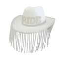 Bride Cowgirl Hat Rhinestone Bling Diamond Glitter Fringe for Casual Outdoor Scenes for Bachelorette Engagement Wedding Parties