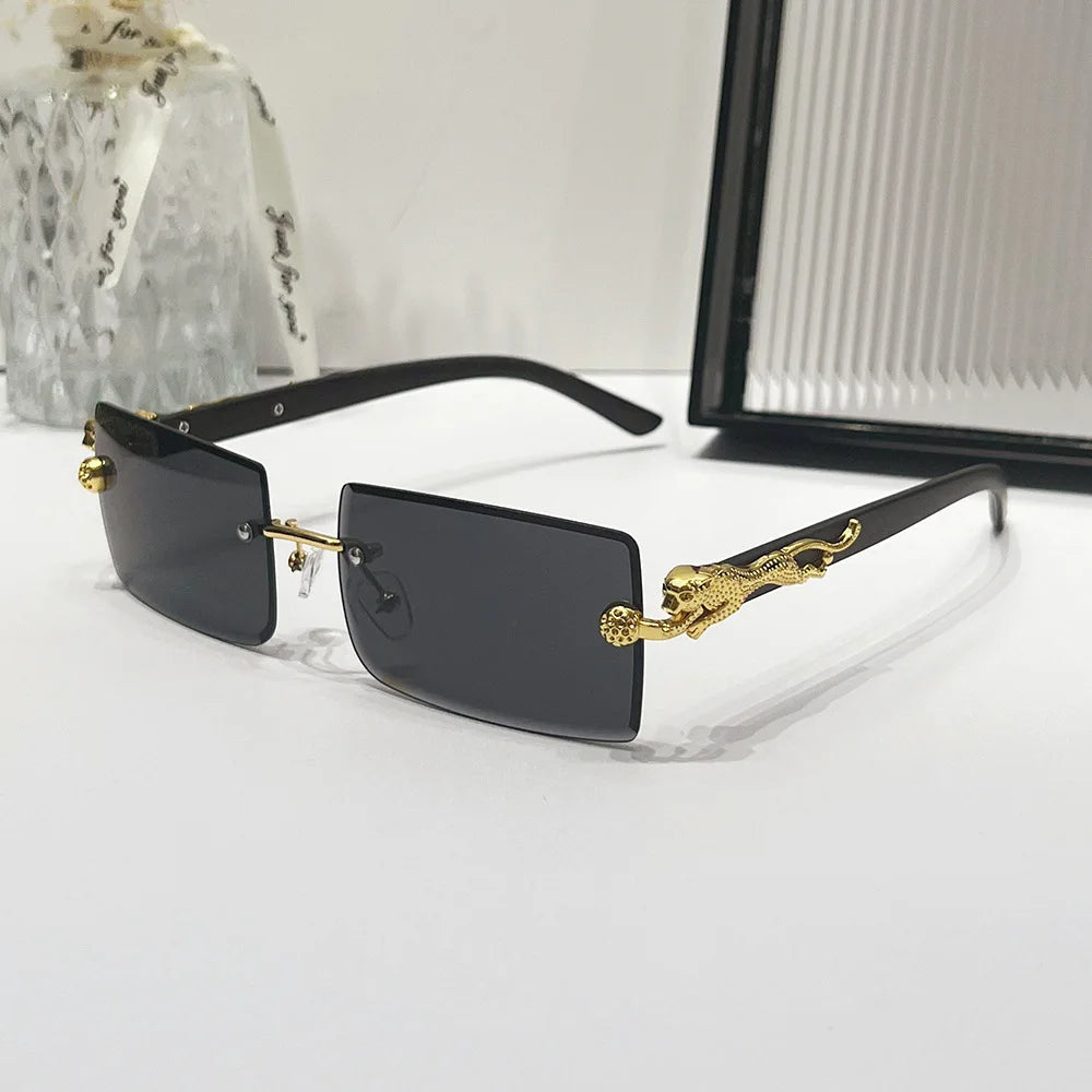 Square Cut Rimless Sunglasses Gradient Lenses Retro Hundred Eyewear Daily Travel
