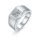 Simple Design 8mm to 12mm 1 Carat Moissanite 925 Silver Mens Rings for Wedding and Engagement