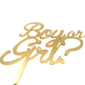 Creativebead Baby Boy and Girl Mirror Gold Acrylic Cake Toppers 15x18cm with Custom Logo for Birthday/Wedding Party Decoration