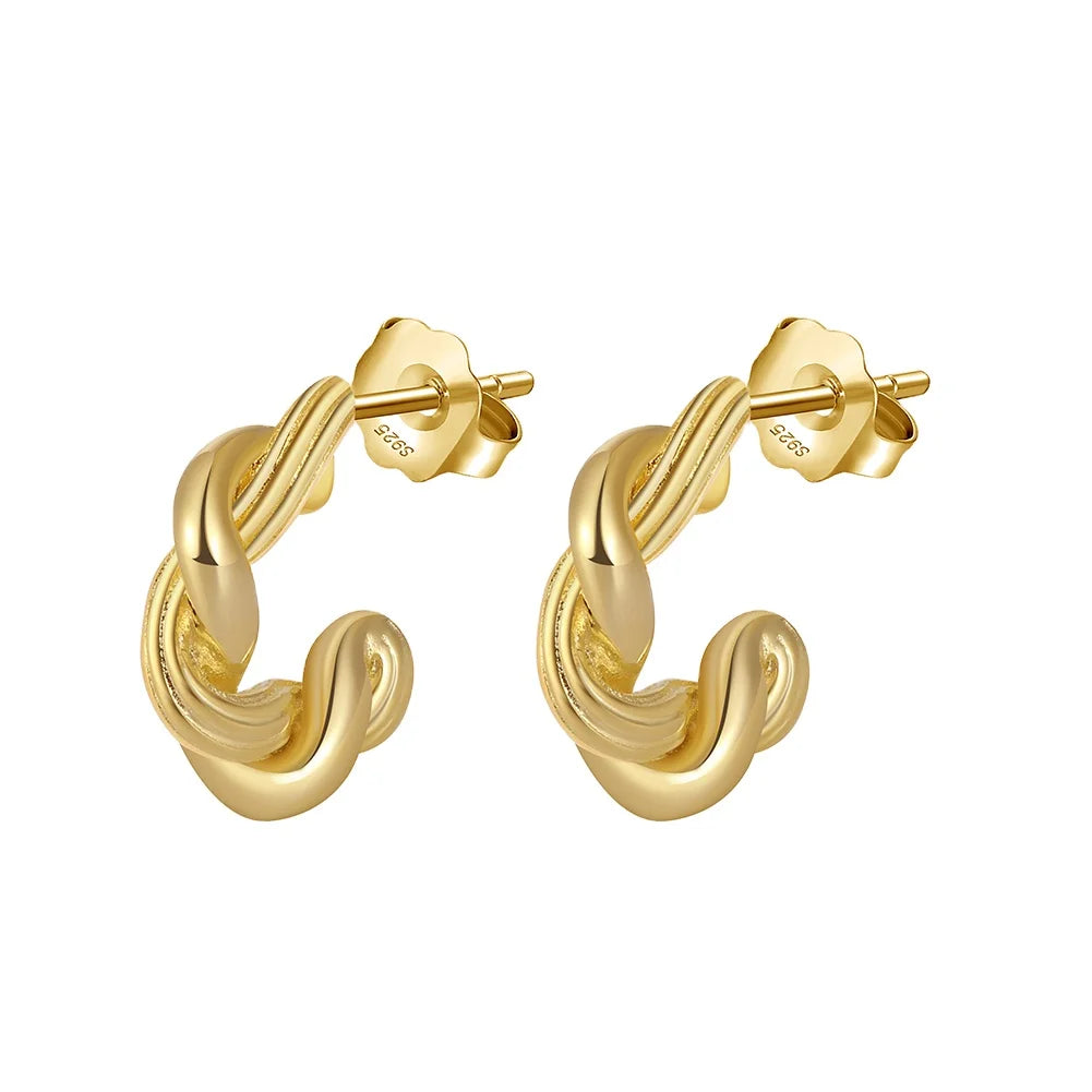 GAE05 Irregular Wrinkled Metal Stud Earrings for Women Trendy Earrings Accessories on 925 Sterling Silver Jewelry