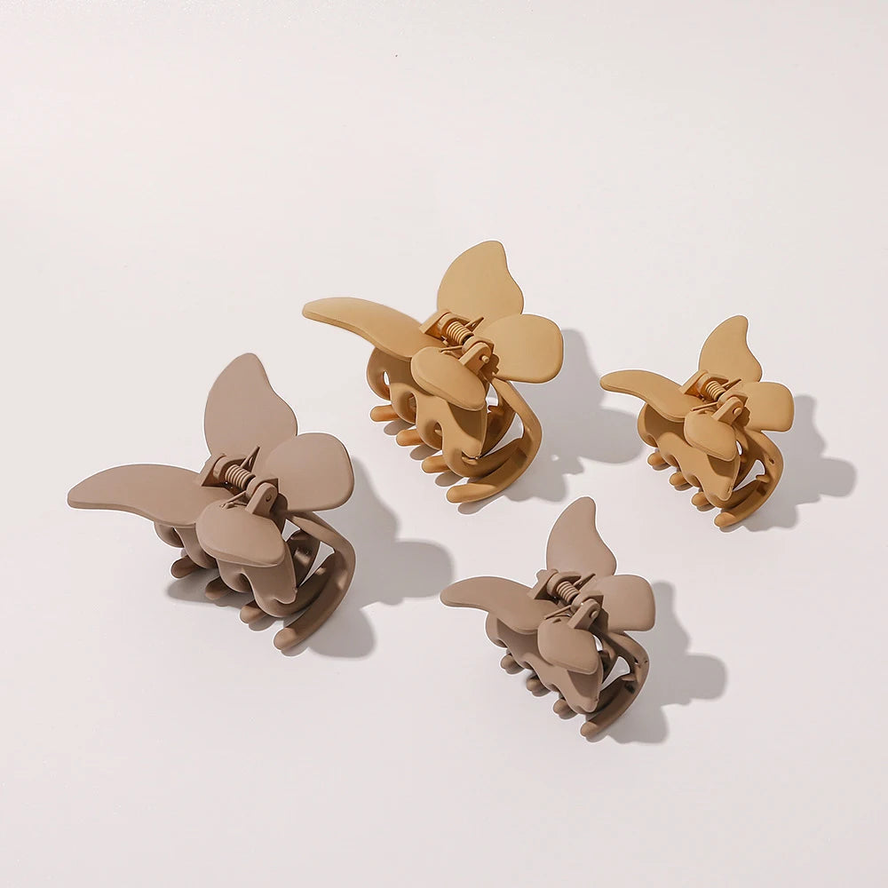 Korean Solid Color Frosted butterfly Hair Clip Claw Girls Large Fashion Shark Hair Clamp Clip Female Matte Resin Hair Claw Clips