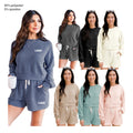 95% Polyester 5% Spandex Custom Logo Drawstring Crewneck Long Sleeve Pullover Above Knee Casual Women's Suit Sets