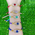 BC1350 Fashion String Evil Eyes Women Bracelet Custom Adjustable Cubic Zircon Eyes Cord Adjustable Ladies Bracelet