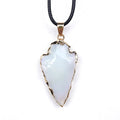 2026 Wholesale Stone Opalite Arrowhead Gold Electroplated Edge Pendant Charm Pendant Stone Pendants