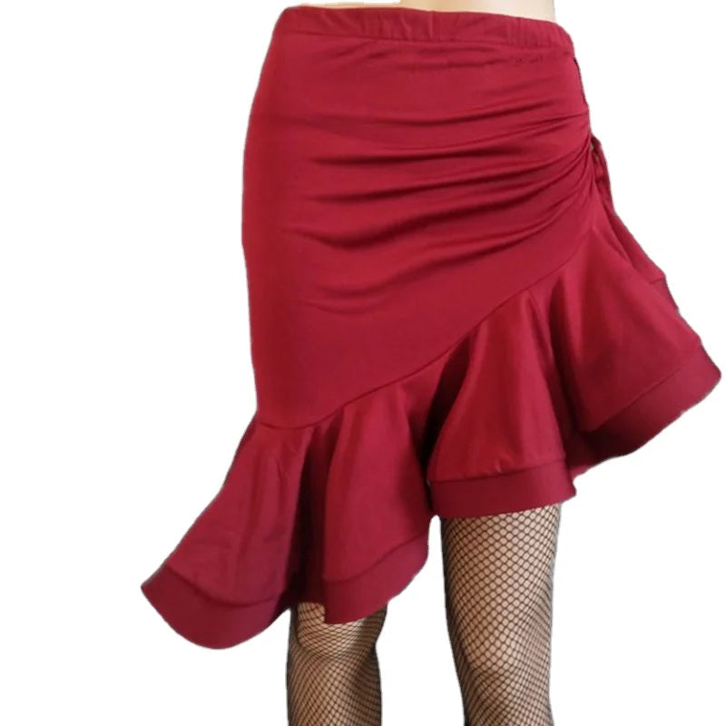 Cheapest Red Irregular Skirt Latin Dress Stage Dance Wear Dance Skirt for Women