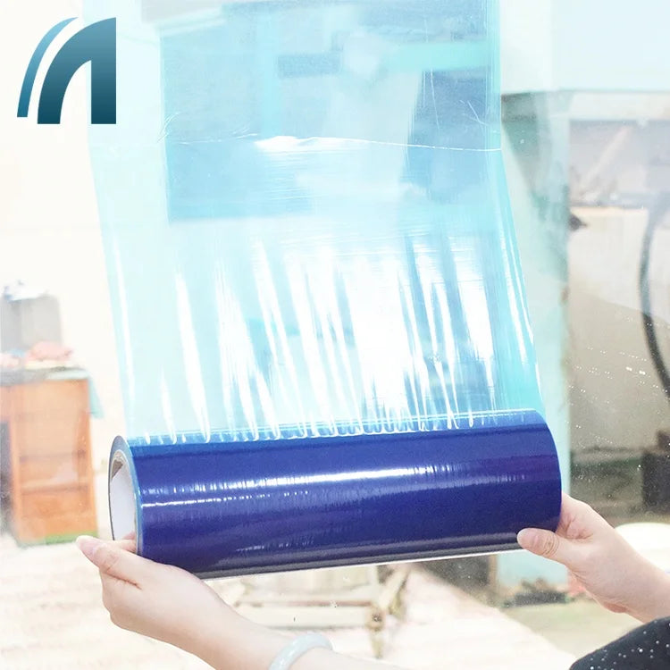 Wholesale Soft Moisture Proof Anti UV Pe Blue Clear Surface Plastic Adhesive Protective Film for Window Glass