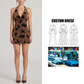 Customizable Brand Spring Summer Collection Elegant Casual Velvet Halter Mini Dress Breathable Floral Print Pattern Woven Weave