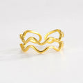 Fashion Jewelry 925 Silver Rings for Women 925 Sterling Silver Double Layer Wave Geometric Line Engagement Gold Rings for Women