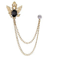 Retro Rhinestone Alloy Tassel Eagle Brooch Cheap Men Women Style Plating Lapel Corsage Crystal Rhinestones Brooch With Chain