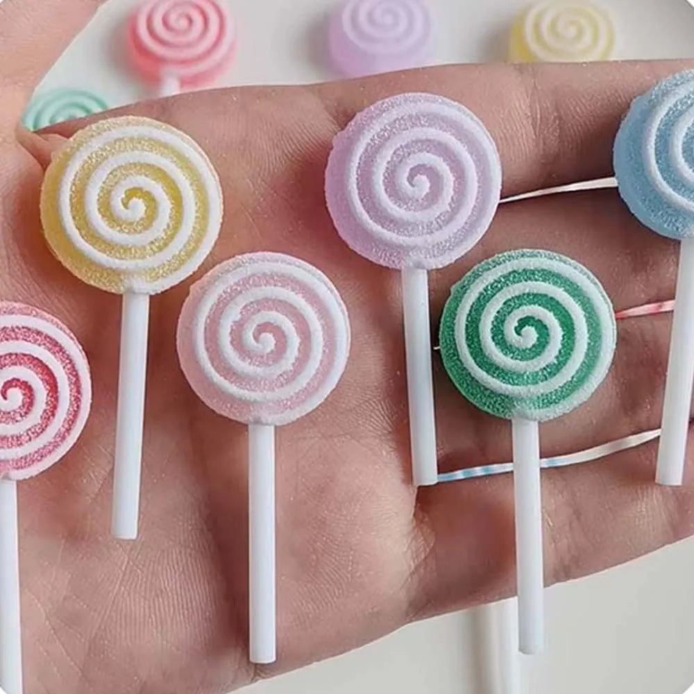100pcs Resin Cute Candy Lollipop Flat Back Cabochon Scrapbooking for Crafts Making Jewelry Accessories