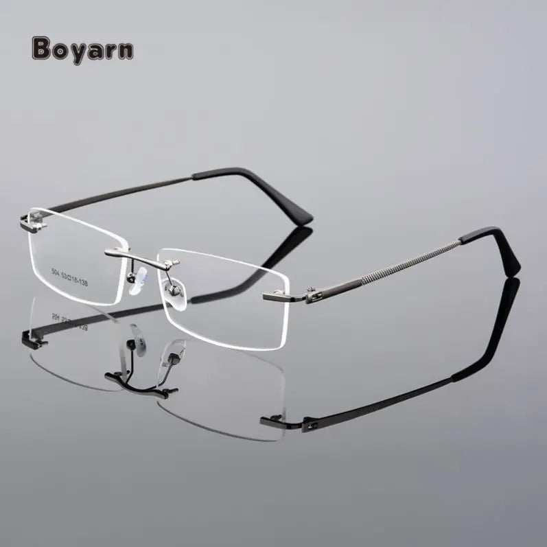 Boyarn Fashion Solid Stainless Rimless Glasses Frames Unisex Ultralight Prescription Myopia Optical Eyeglasses Eyewear