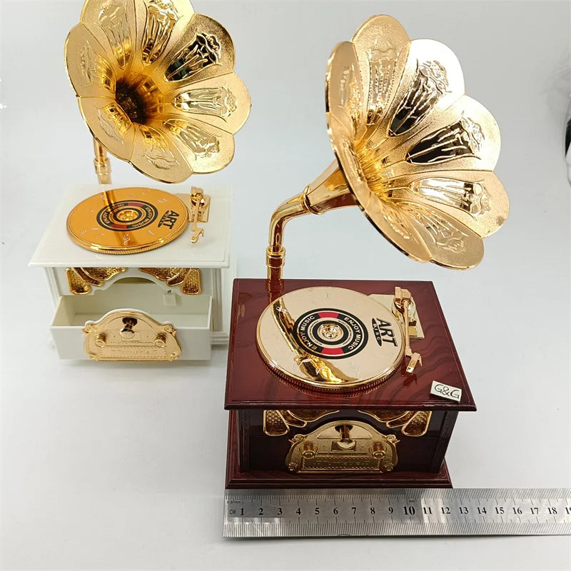 Classical Plastic Musical Jewelry Box Phonograph Music Box