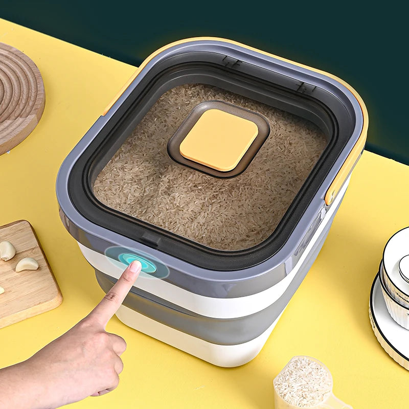 New Save Space Foldable Large Capacity 13L Storage Rice Bucket Plastic sealed  Food Container Kitchen Storage Box
