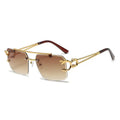 Lmamba Latest Leopard Head Optical Frame Fashion Designer Metal Eyeglasses Unisex Rimless UV400 Custom Logo Luxury