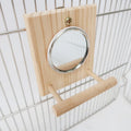 Parrot Wooden Mirror Toy - Wooden Perch Stand Bird Mirror Training Bird Toy Parrot Supplies and Cage Accessories