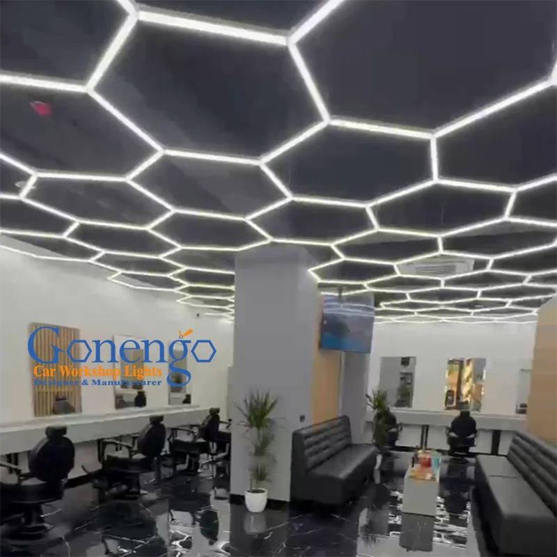 Modern Retail Beauty Shop Hair Salon Decoration Hexagonal Led Barber Lights