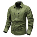Men's Tactical Cotton Shirt Mens Full Long Sleeve Shirt for Sport Uniform Hiking Climbing Hunting Outdoor Casual Safari Shirt