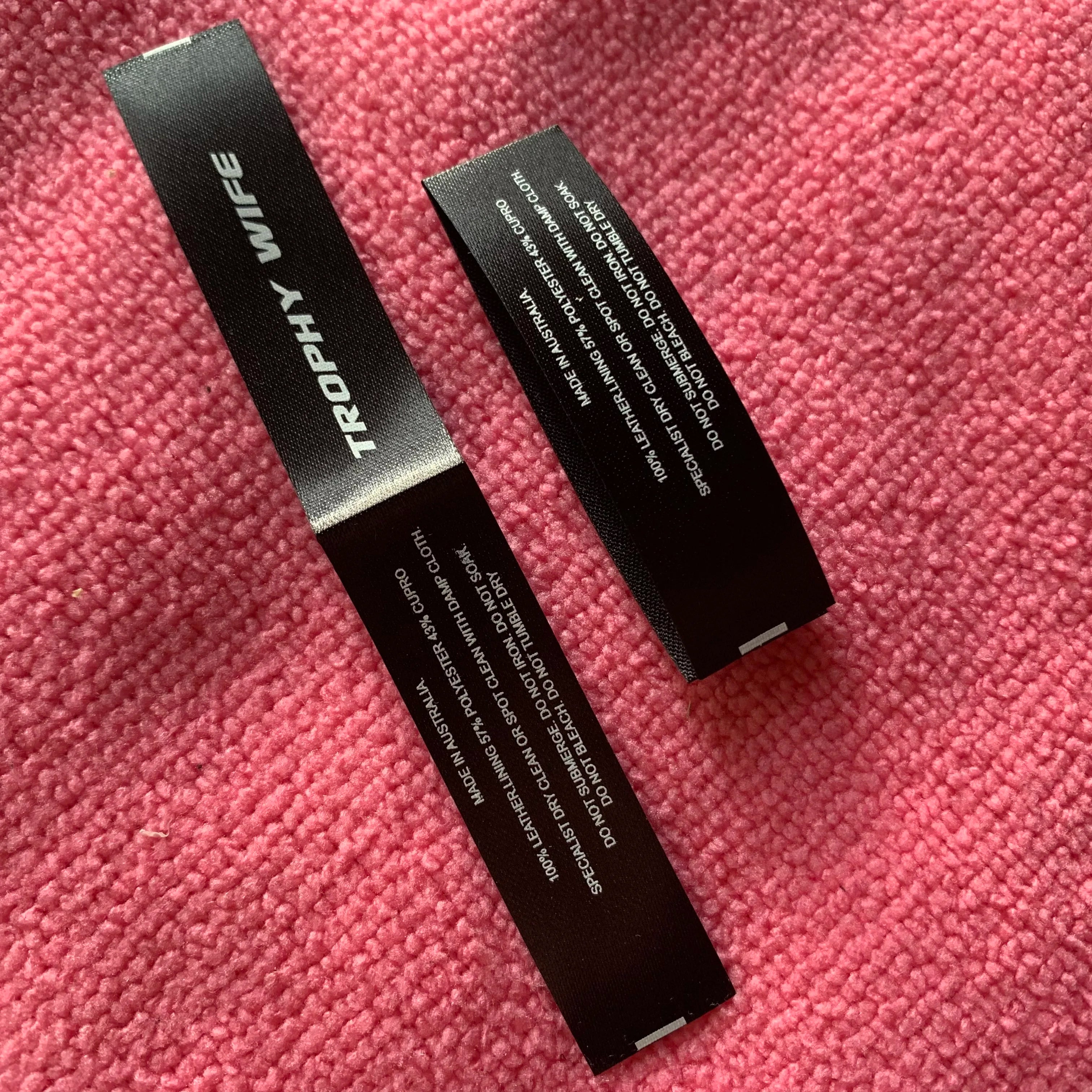 Center Fold Content Instruction Satin Inside Labelthin Material Silk Satin Garment Label