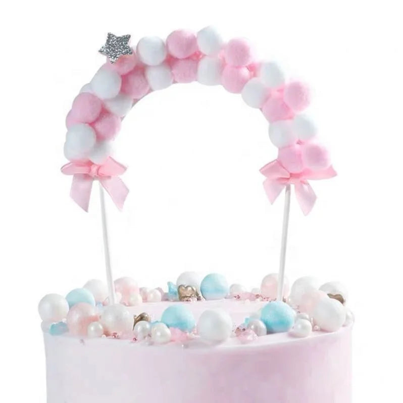 Birthday Festival Bake Dessert Dress up Cake Decorative Hairy Ball Arch Cake Topper