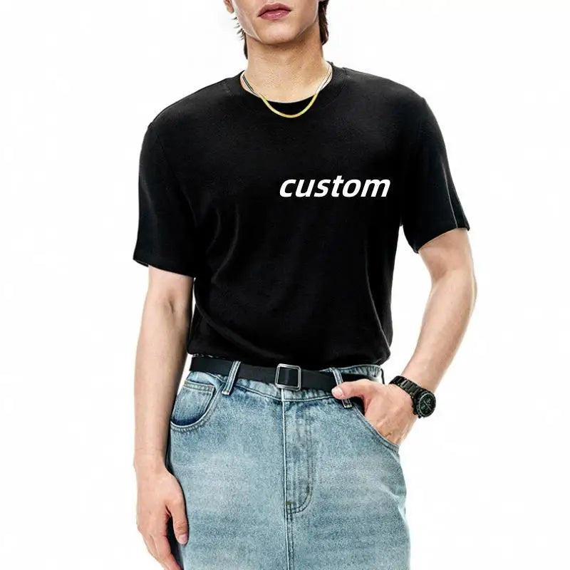 High Quality Basic Slim Fit Crew Neck T-shirt Pure  Australian Women's Men Printing Custom Wool t Shirt Wholesale
