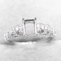 Sterling Silver 5*7mm Semi Mount Ring Square Shape Empty Frame Blank Claws Setting S925 Base Without Center Stone for Inlay DIY