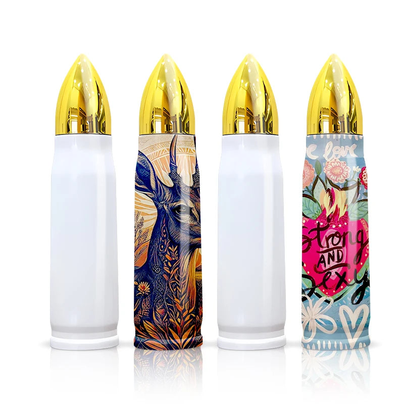 RTS US 25PCS/CTN 500ml Sublimation Blanks Bullet Tumbler With Gold Lid 500ml Stainless Steel Vacuum Insulated
