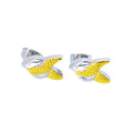 Two Tone Gold Silver Leaf Stud Earrings for Women Elegant Textured Wing Design Stainless Steel Hypoallergenic Jewelry 2025