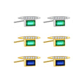 FUAMAY Real Sterling Silver 925 Earrings 18K Gold Plated Baguette Earrings Blue Green Bar Earrings for Party or Gift