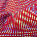 AB Gold Peach Crystal Stones in Red Siam Spandex Stretchable Fabric for Fashion Luxury Designer Dress
