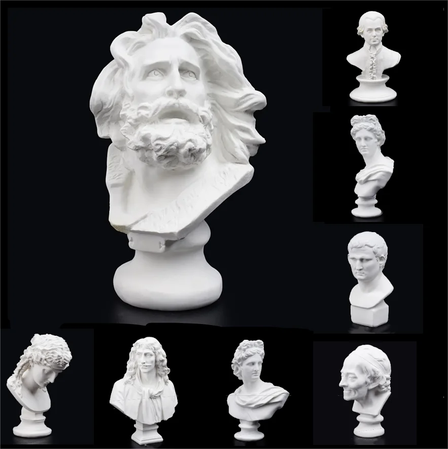 New Ancient Greek Statue Huaqi SKC0101 David Bust Head Statue Sculpture Resin Ornaments for Desktop Decoration