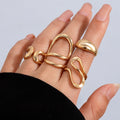 4 Pieces Open Designer Irregular Big Metal Rings Set for Women Trendy Stackable Finger Rings on Hand Accessories Fashion Jewelry