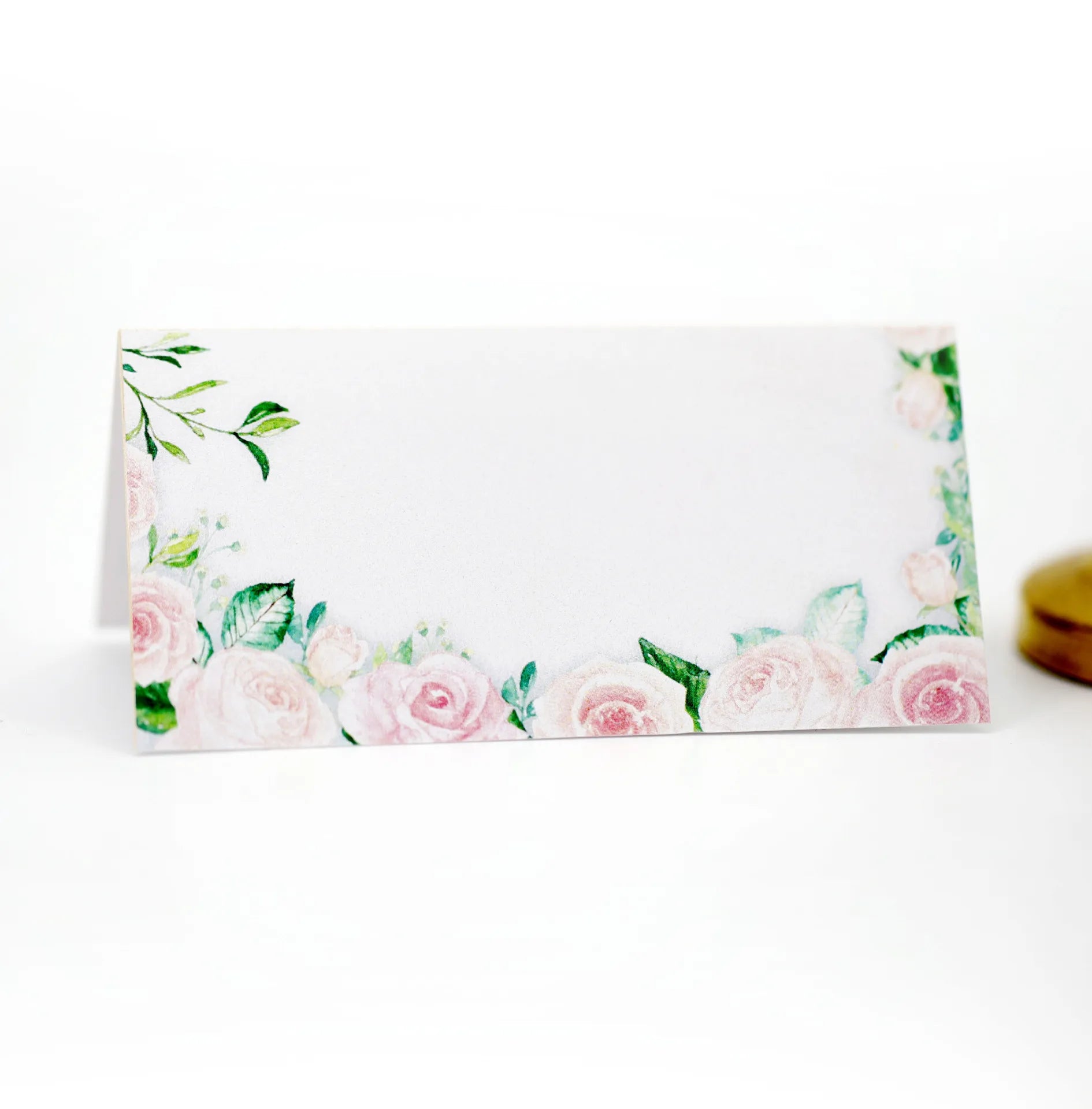 Wholesale Elegant Rose Name Card Holder Pearl Paper Design Wedding Place Card  Pop up Printing White Table Sign