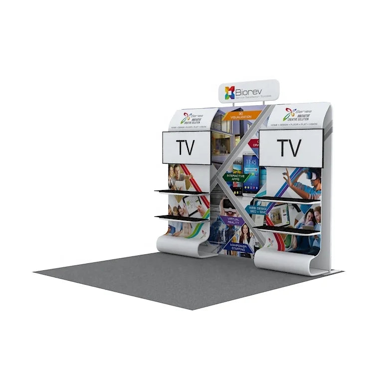 10x10ft Aluminum Modular Tension Fabric Trade Show Display Portable Pop up Booth Dye Sublimation Custom Print MegaBDM