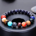 Women Solar System Bracelet Universe Galaxy the Eight Planets Guardian Star Natural Stone Beads Bracelet Bangle Gifts for Girls