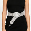 Fashion Silver Plated Flower Dance Waist Chain Ethnic Style Hollow Out Women Body Belly Chain Belt